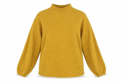 EREKAJUSOPH Women's Yellow Mock Neck Knit Jumper M