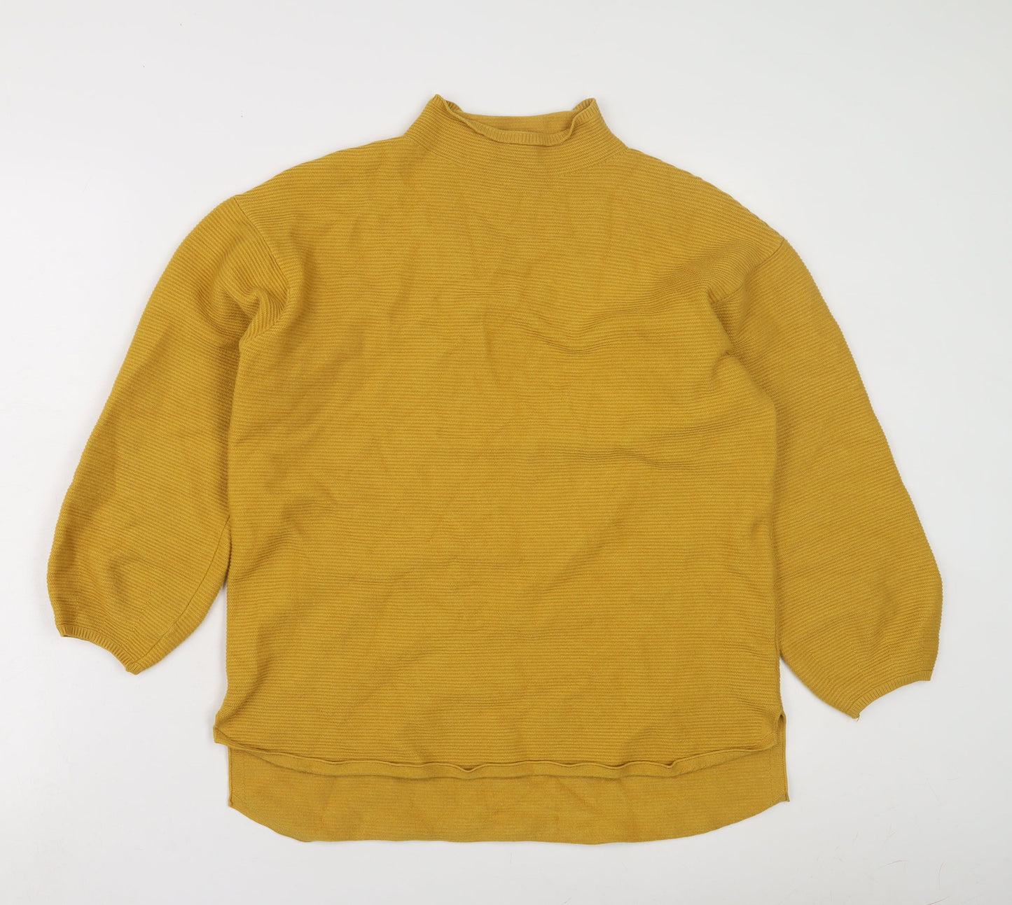 EREKAJUSOPH Women's Yellow Mock Neck Knit Jumper M