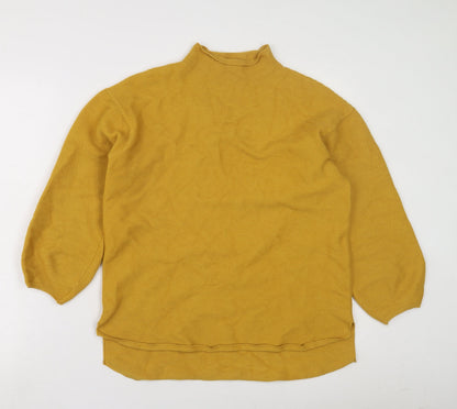 EREKAJUSOPH Women's Yellow Mock Neck Knit Jumper M
