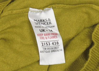 Womens UK Size 14 Marks and Spencer Green Pullover Jumper