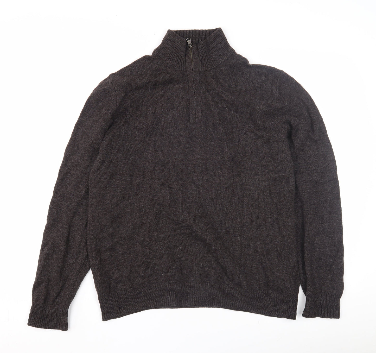 Marks and Spencer Men's Wool High Neck Pullover, Medium, Brown