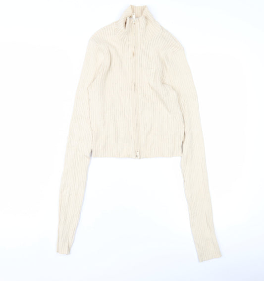 Womens UK Size XS Monki Beige Full Zip Jumper