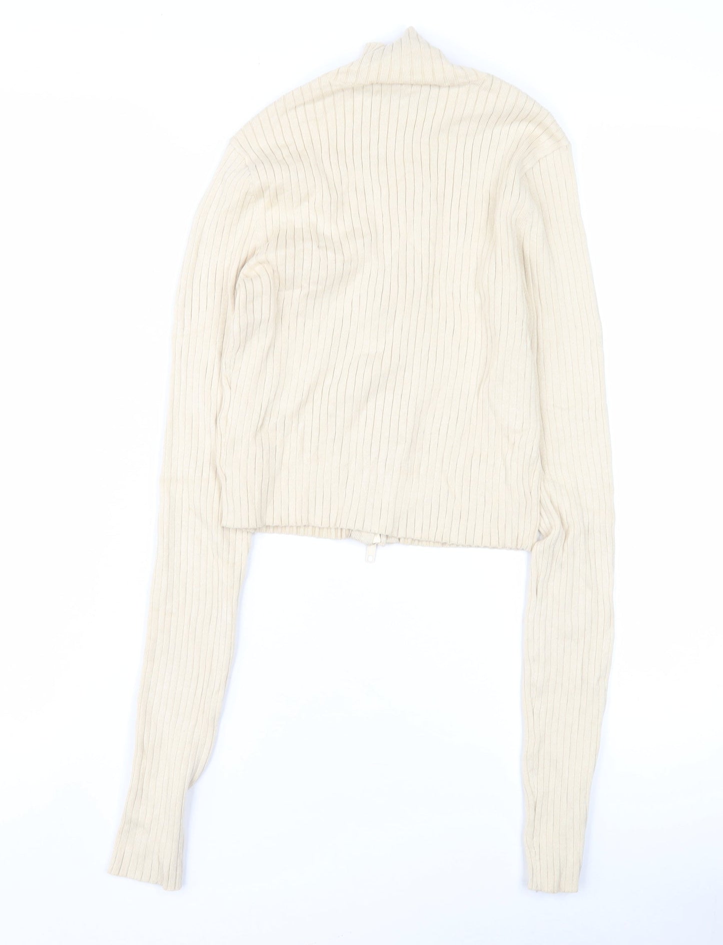 Womens UK Size XS Monki Beige Full Zip Jumper
