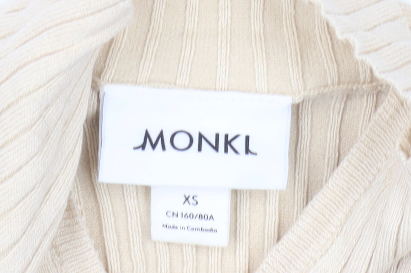 Womens UK Size XS Monki Beige Full Zip Jumper