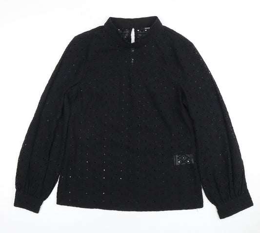 Womens UK Size 8 Warehouse Black Basic Blouse