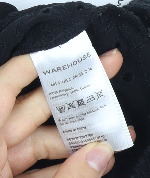 Womens UK Size 8 Warehouse Black Basic Blouse