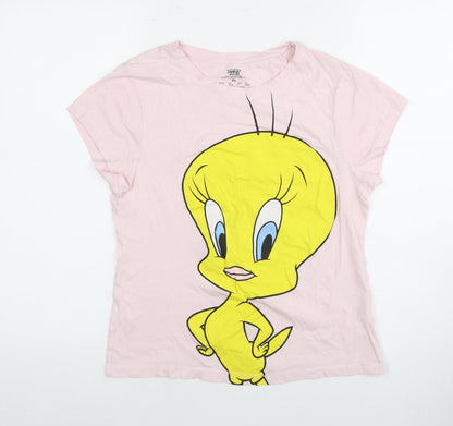 Womens UK Size XS Looney Tunes Pink Basic T-Shirt