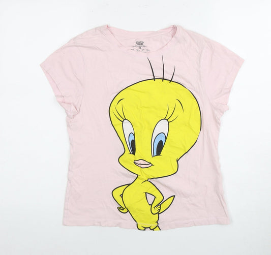 Womens UK Size XS Looney Tunes Pink Basic T-Shirt