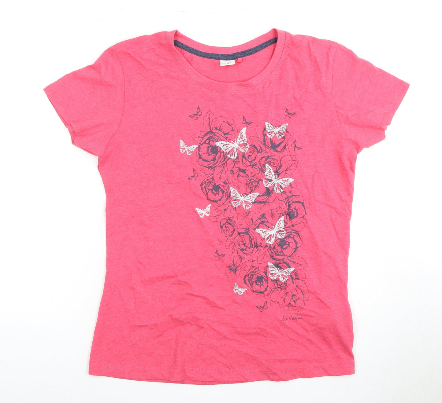 Womens UK Size 14 Lee Cooper Pink Basic T-Shirt