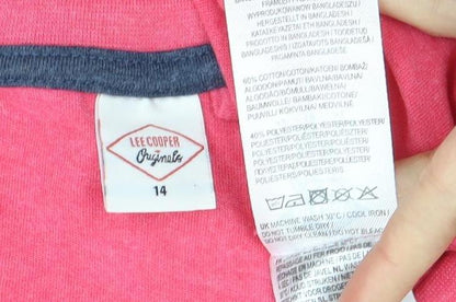 Womens UK Size 14 Lee Cooper Pink Basic T-Shirt