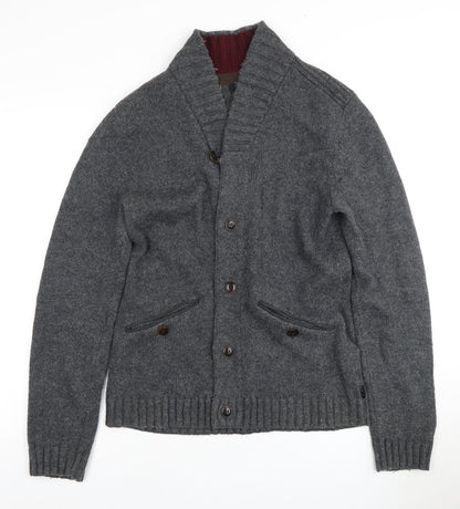 Ted Baker Men's Grey Cardigan, Size 2, Chunky Knit