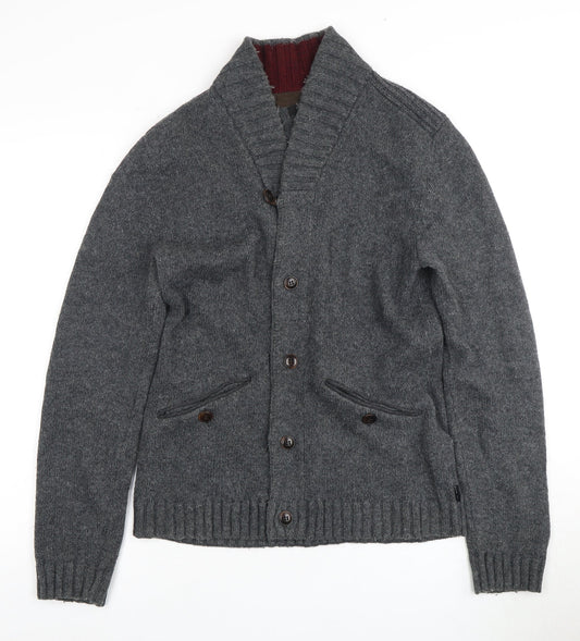 Ted Baker Men's Grey Cardigan, Size 2, Chunky Knit
