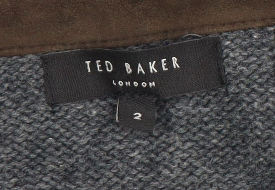 Ted Baker Men's Grey Cardigan, Size 2, Chunky Knit