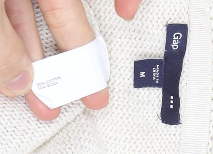 Gap Women’s Ivory Cotton-Wool Open Front Cardigan, Size M