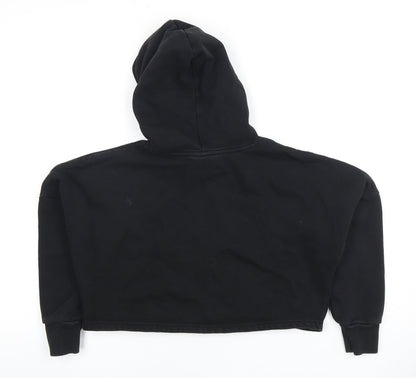 Puma Girls Black Hoodie Logo Pullover 11-12 Years Casual
