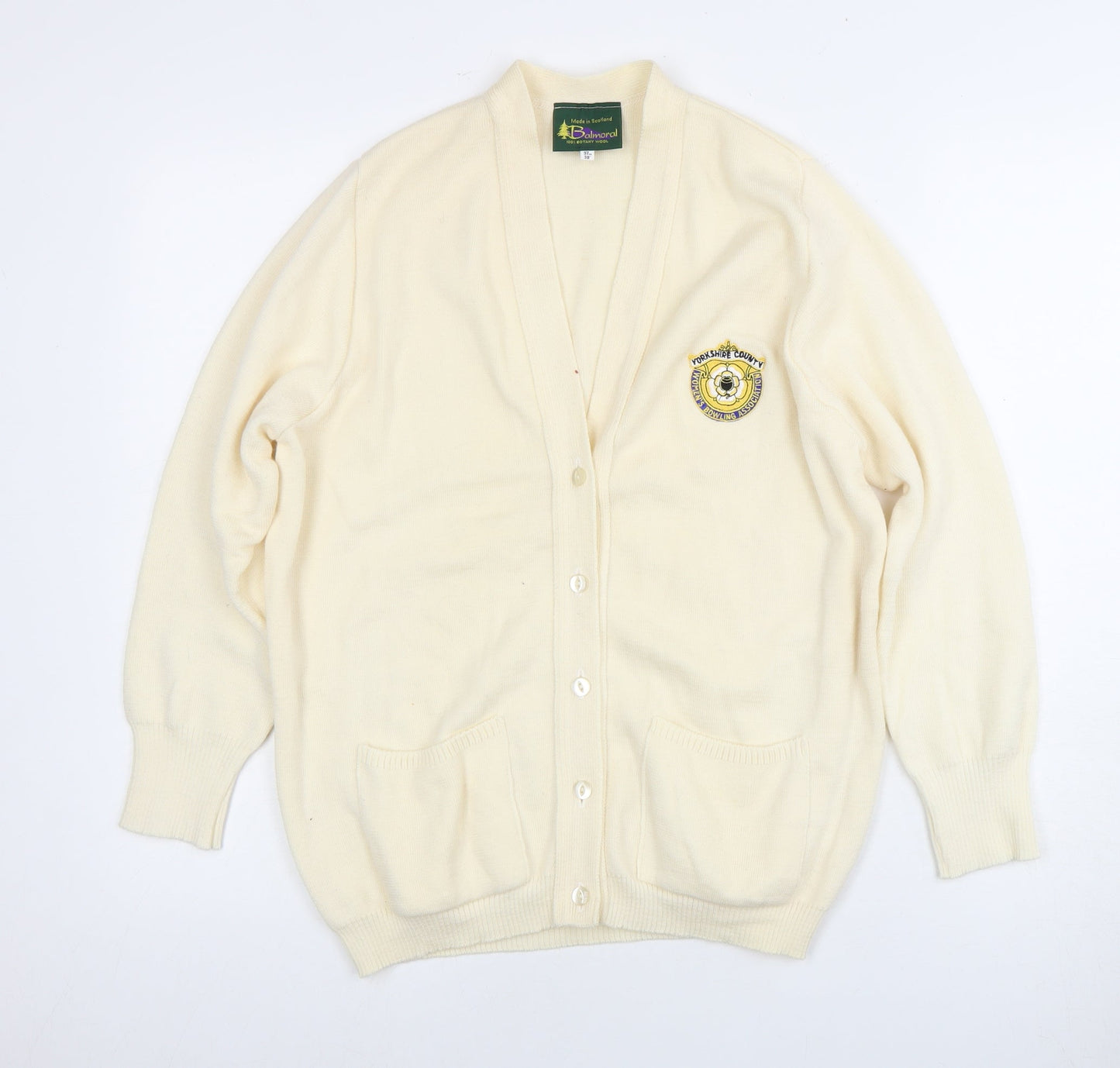 Balmoral Women's Ivory Cardigan 12 V-Neck Wool