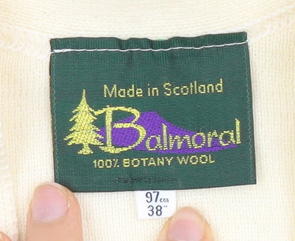 Balmoral Women's Ivory Cardigan 12 V-Neck Wool