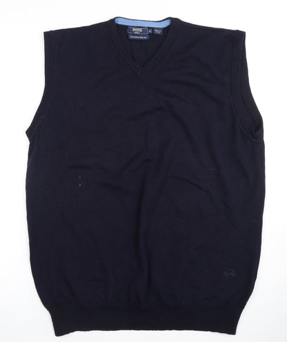 MAINE Men's Blue Wool Vest XL, V-Neck Casual Knit