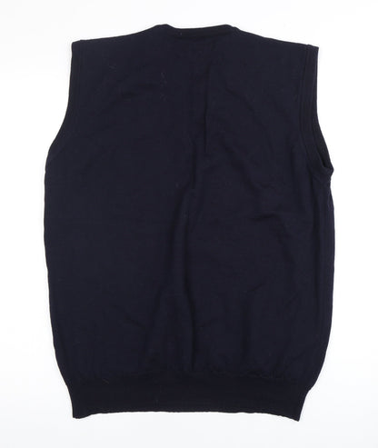 MAINE Men's Blue Wool Vest XL, V-Neck Casual Knit