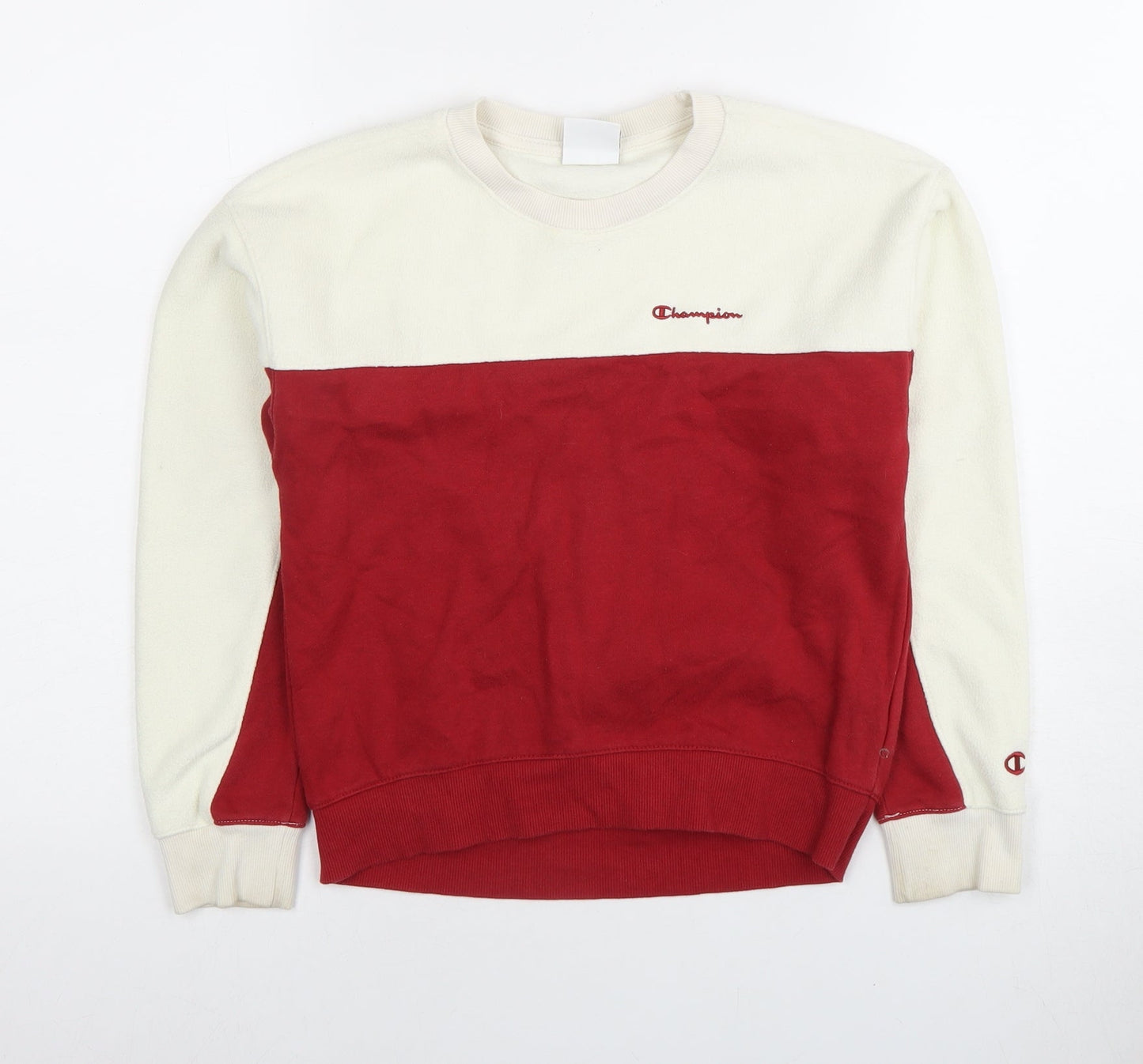 Champion Boys Red Ivory Colourblock Sweatshirt M