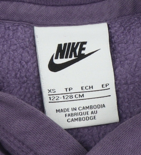 Nike Girls Purple Hoodie XS Pullover with Logo