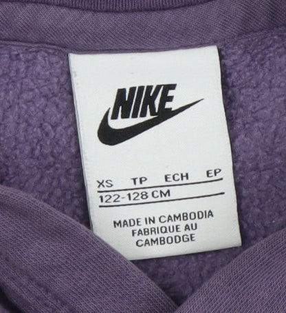 Nike Girls Purple Hoodie XS Pullover with Logo