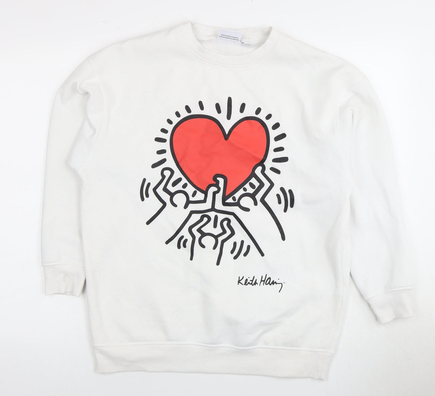 White Pullover Sweatshirt, Unisex 2XS, Graphic Print, Casual