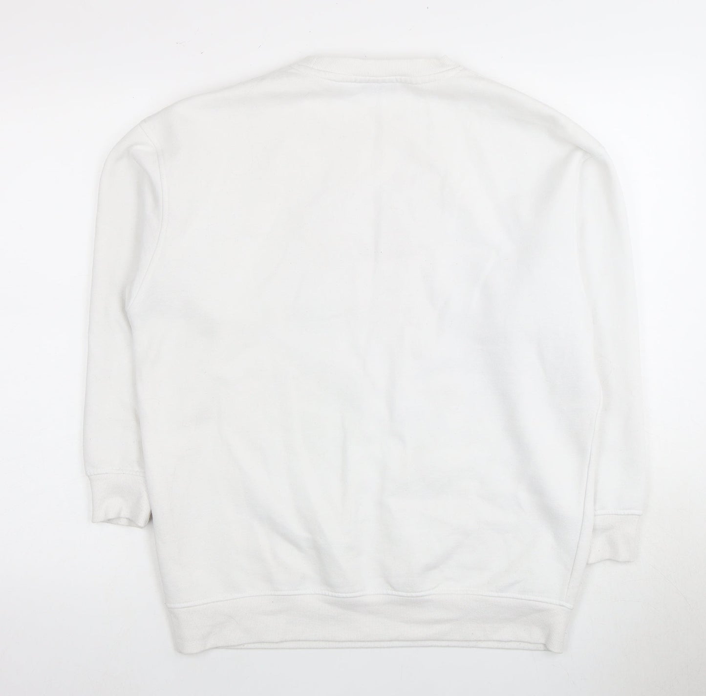 White Pullover Sweatshirt, Unisex 2XS, Graphic Print, Casual