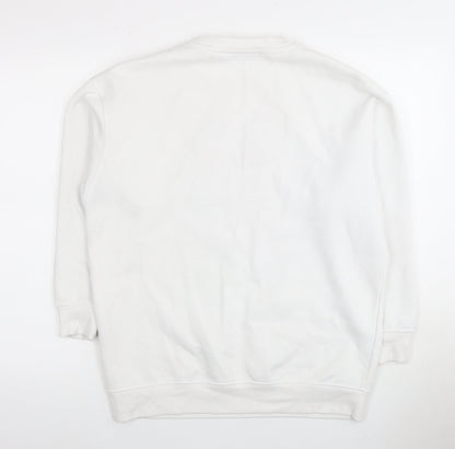 White Pullover Sweatshirt, Unisex 2XS, Graphic Print, Casual