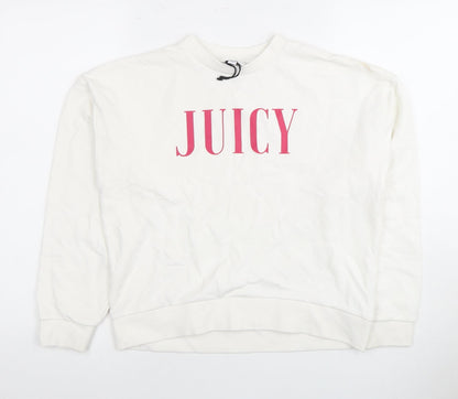 Juicy Couture Girls White Pullover Sweatshirt, 11 Years