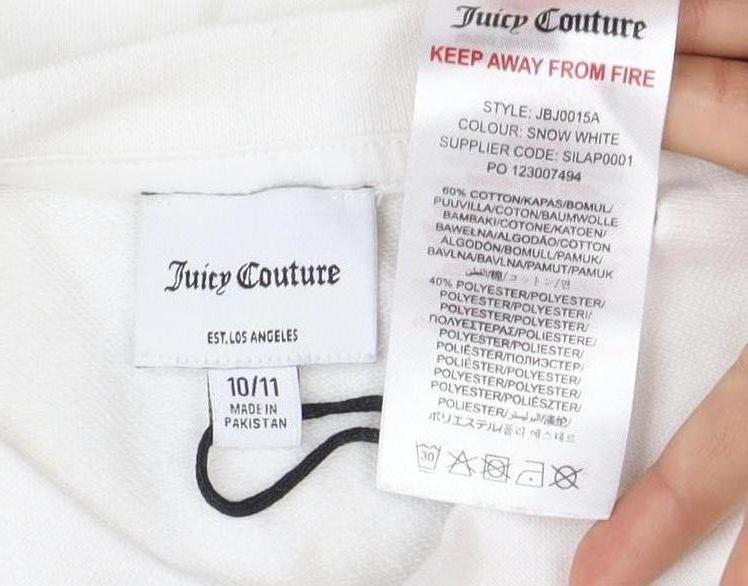 Juicy Couture Girls White Pullover Sweatshirt, 11 Years