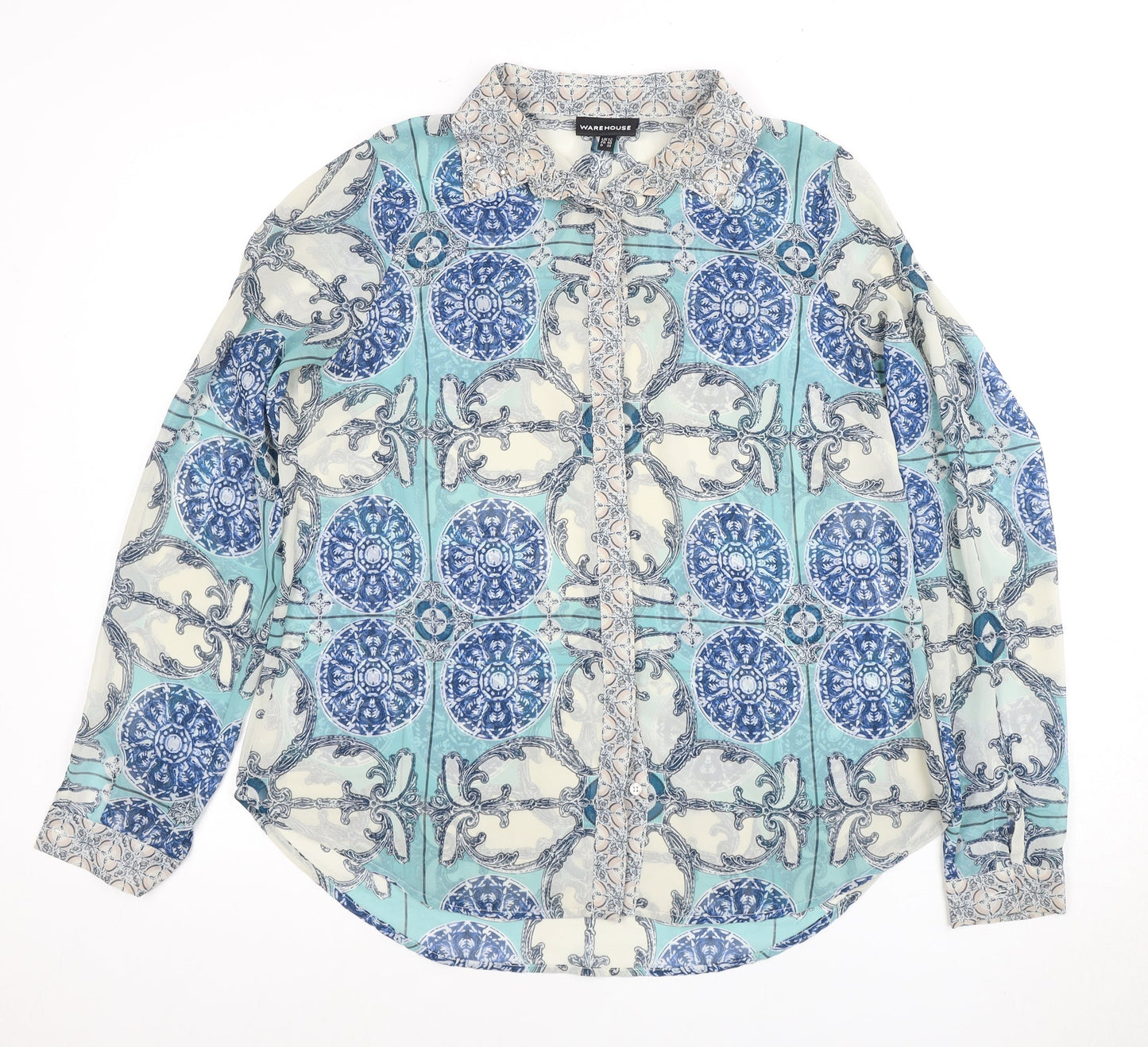 Womens UK Size 12 Warehouse Multicoloured Basic Blouse