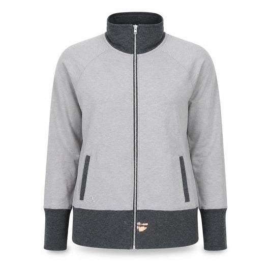 Front view of Adidas Grey Full Zip Sweatshirt unisex m lightweight