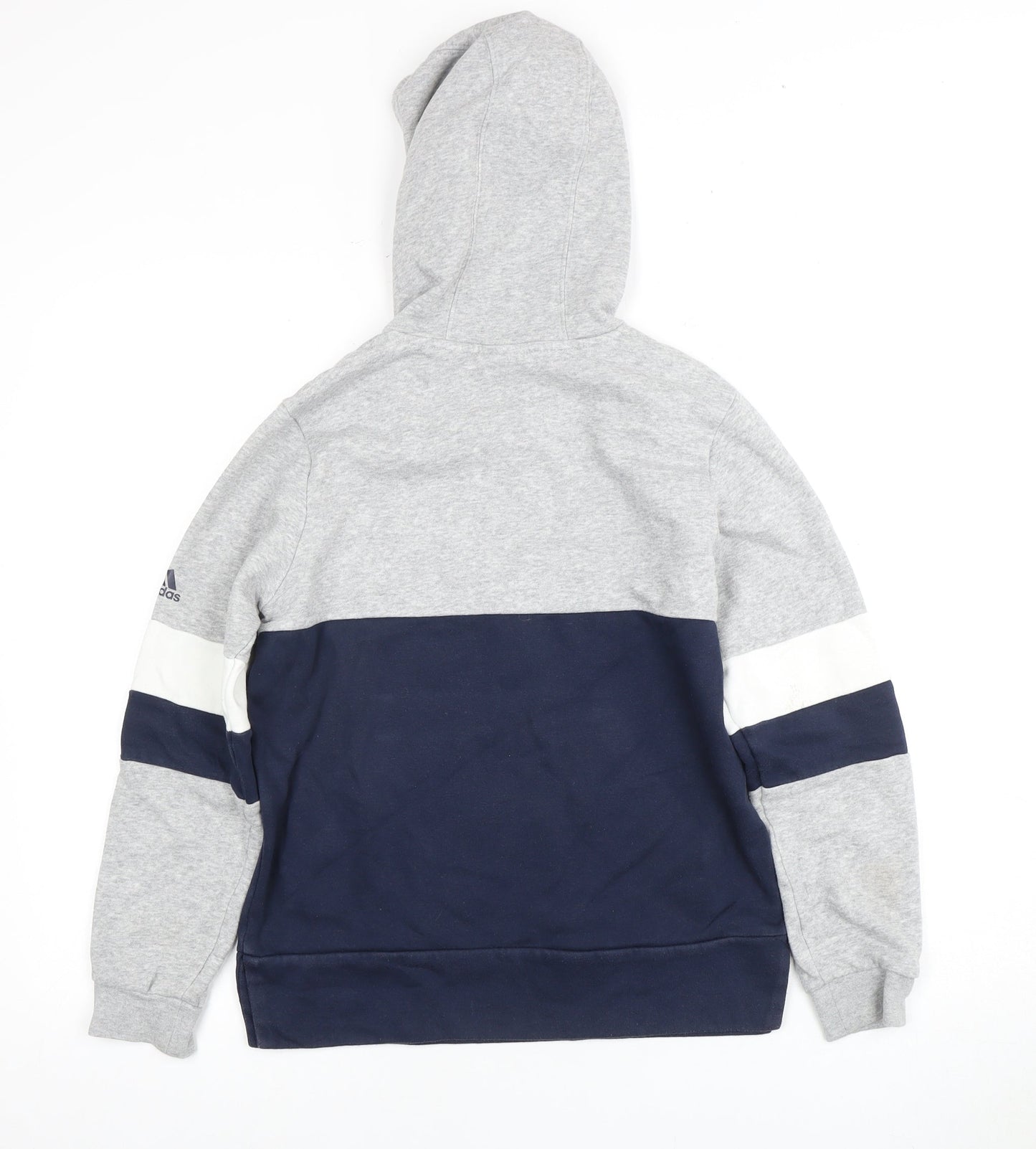 Adidas Boys Grey Blue Pullover Hoodie - 11-12 Years