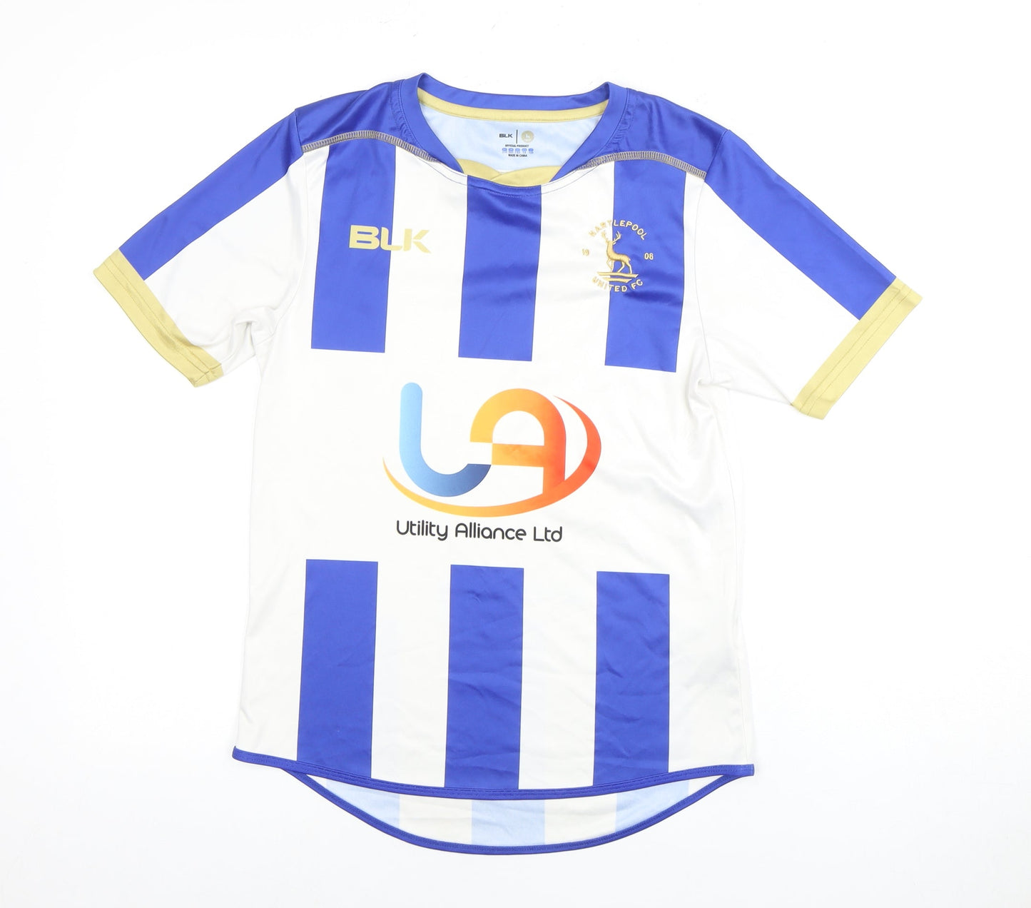 BLK Boys Blue and White Striped Football Jersey, Size 14