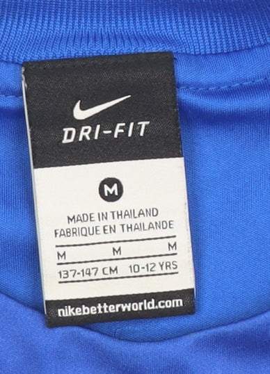 Nike Boys Blue Football Jersey M Moisture Wicking Short Sleeve