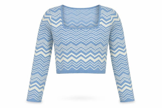 Womens UK Size 6 Stradivarius Blue Cropped Blouse