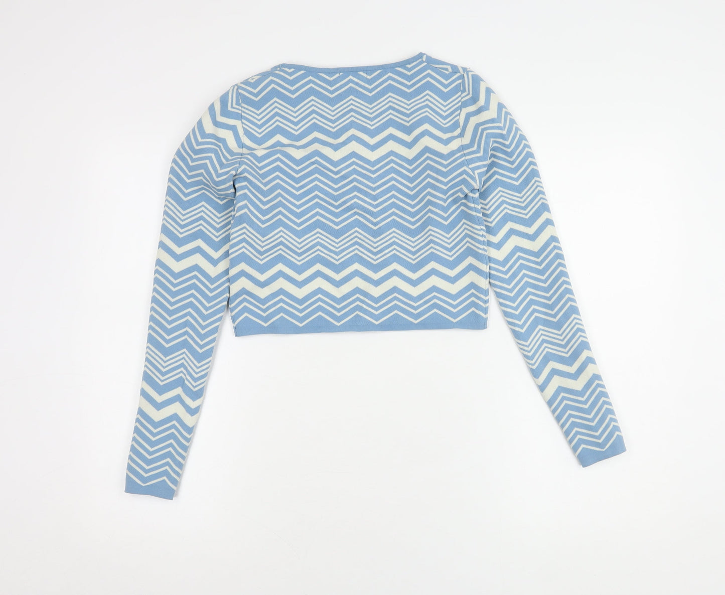 Womens UK Size 6 Stradivarius Blue Cropped Blouse