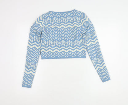 Womens UK Size 6 Stradivarius Blue Cropped Blouse