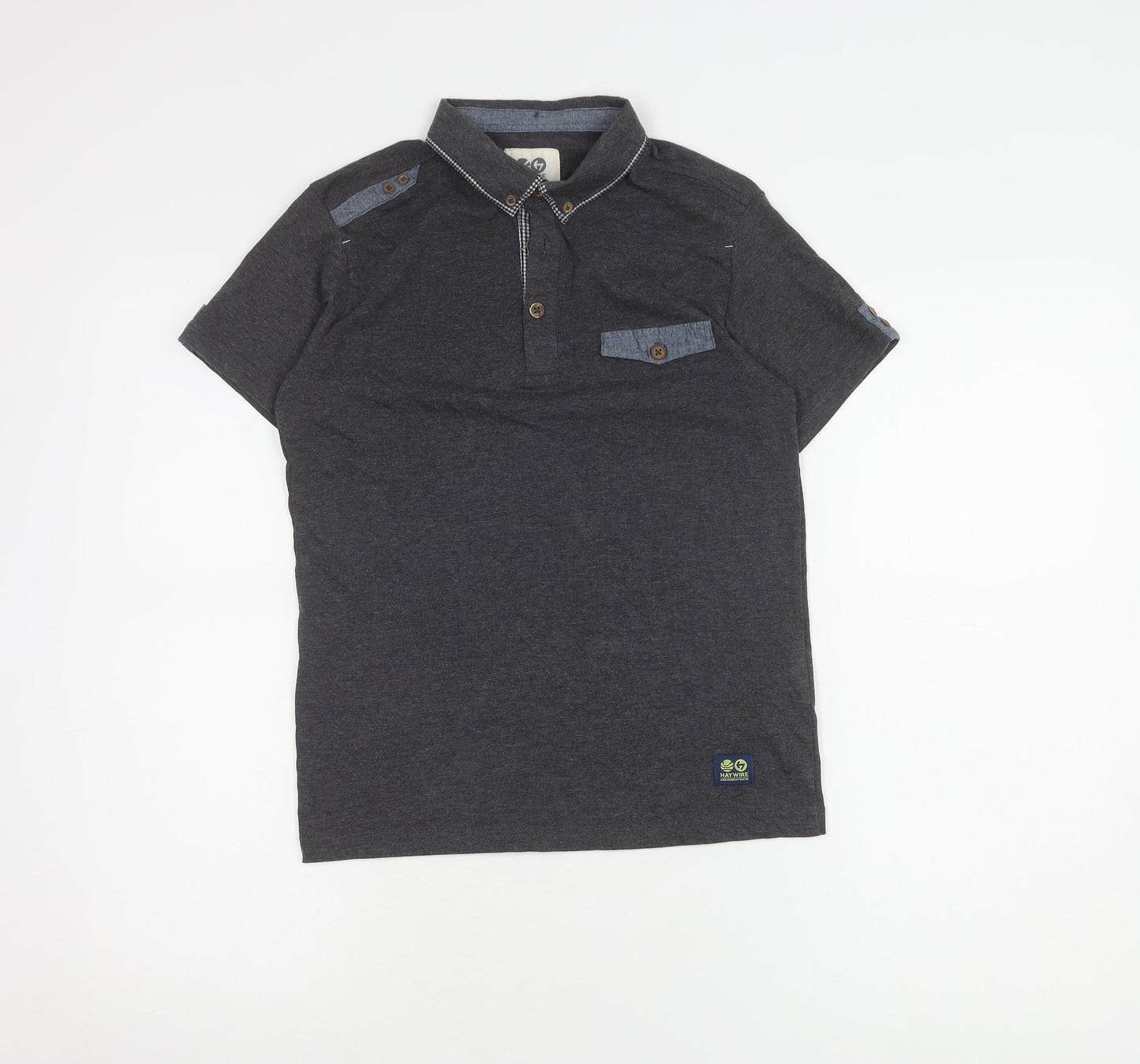 Haywire Boys' Grey Polo Shirt, Medium, Short Sleeve, Casual