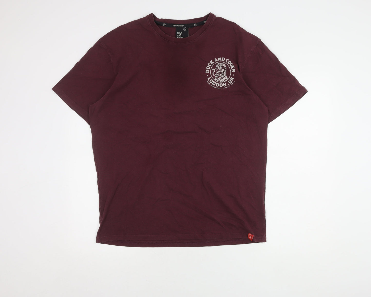 Mens UK Size 2XL Duck and Cover Red  T-Shirt
