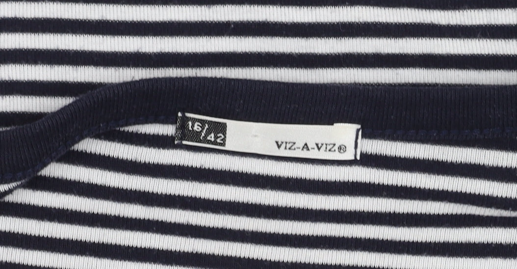 Womens UK Size 16 Viz-A-Viz Blue Basic T-Shirt