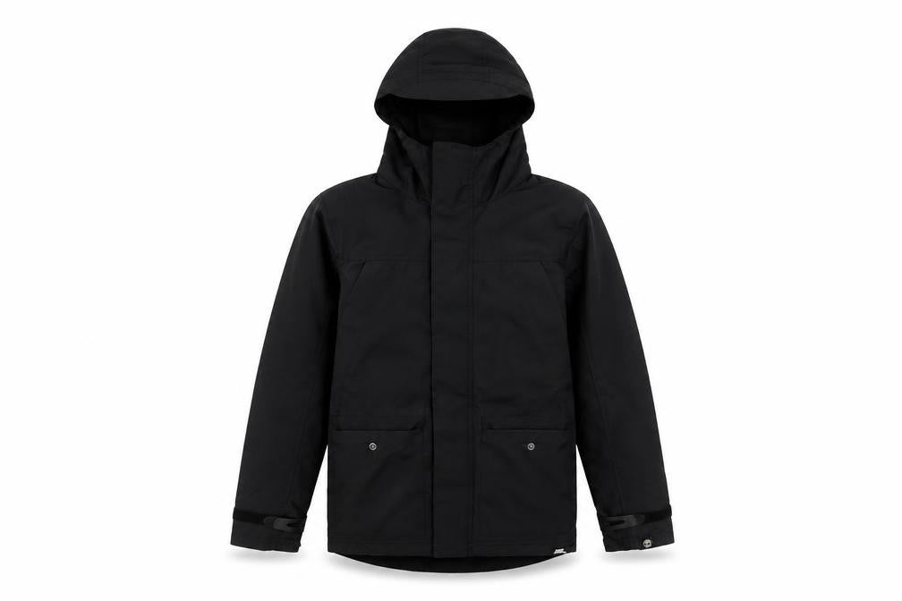 Front view of No Fear boys’ black winter parka jacket 7-8 years
