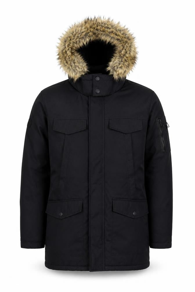 Mens UK Size S Threadbare Black Parka Coat