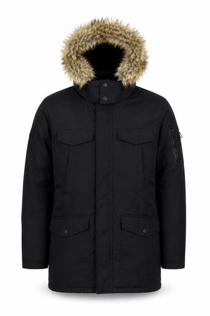 Mens UK Size S Threadbare Black Parka Coat