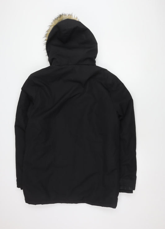 Mens UK Size S Threadbare Black Parka Coat
