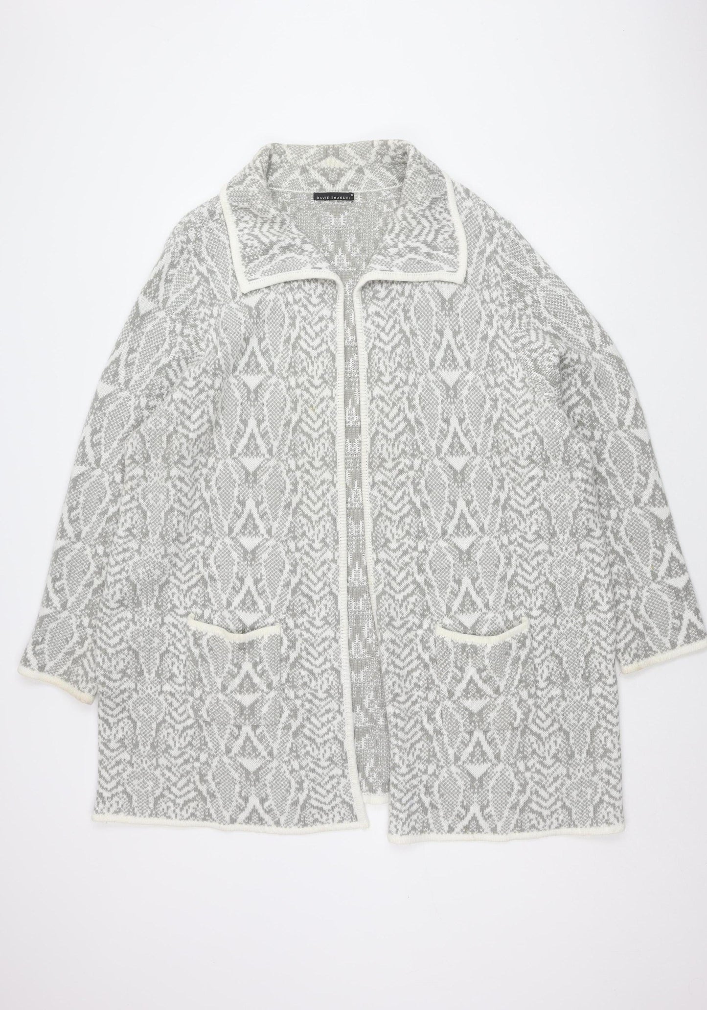 David Emanuel Women's Grey XL Open Front Cardigan Jumper