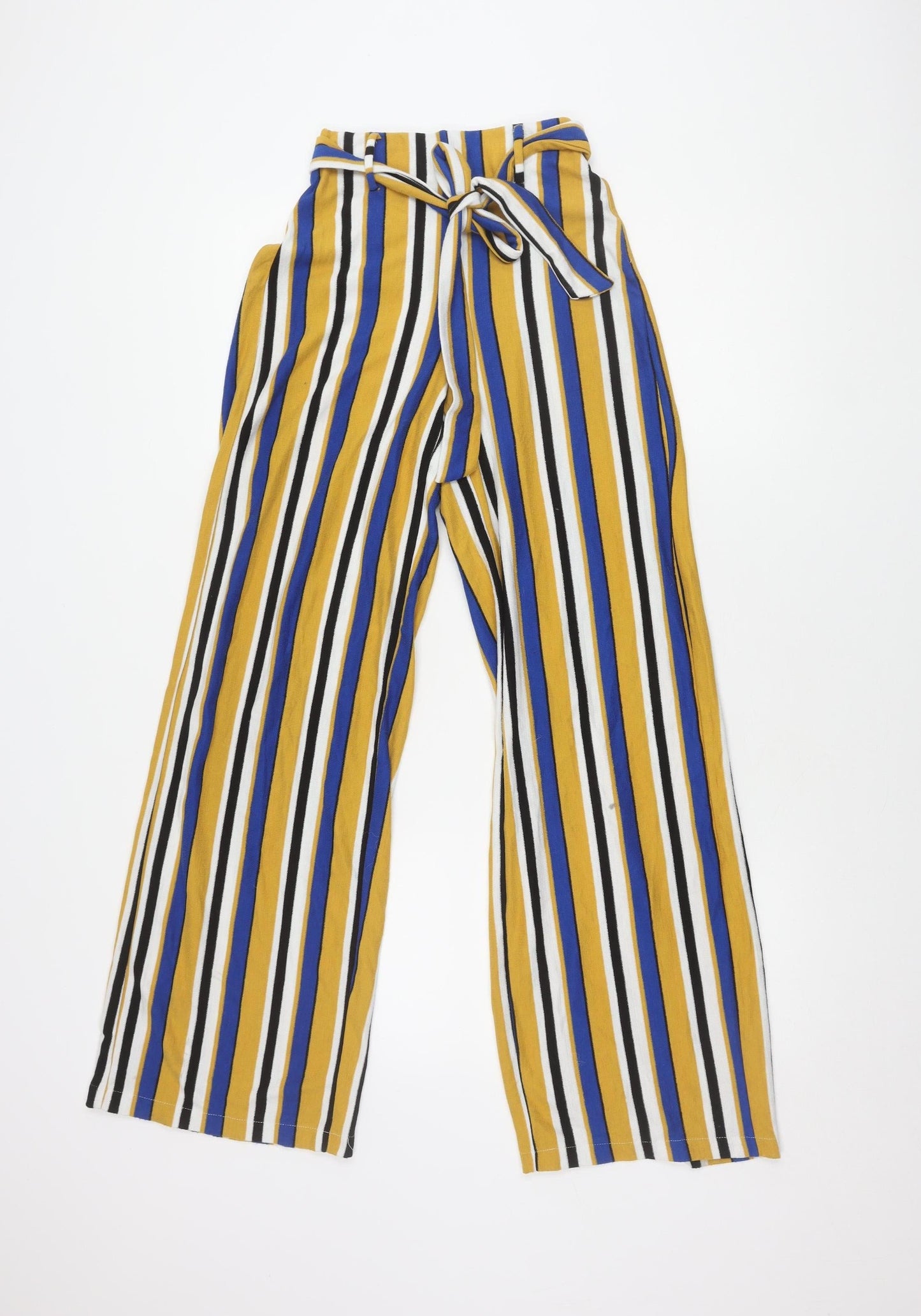 Bershka Women's Multicolour Striped Wide-Leg Trousers XS