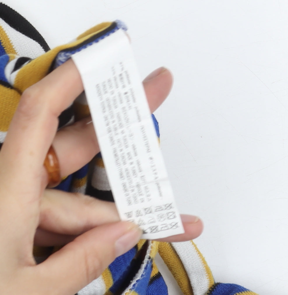 Bershka Women's Multicolour Striped Wide-Leg Trousers XS