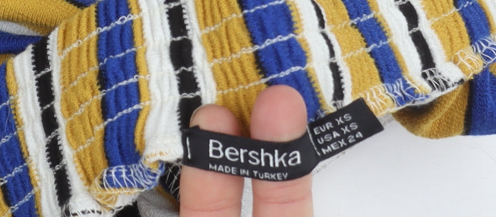 Bershka Women's Multicolour Striped Wide-Leg Trousers XS